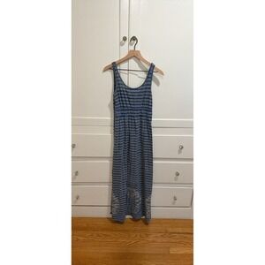 Prana Striped Maxi Dress‎ Blue Gray Sleeveless Casual Beach Vacation XS